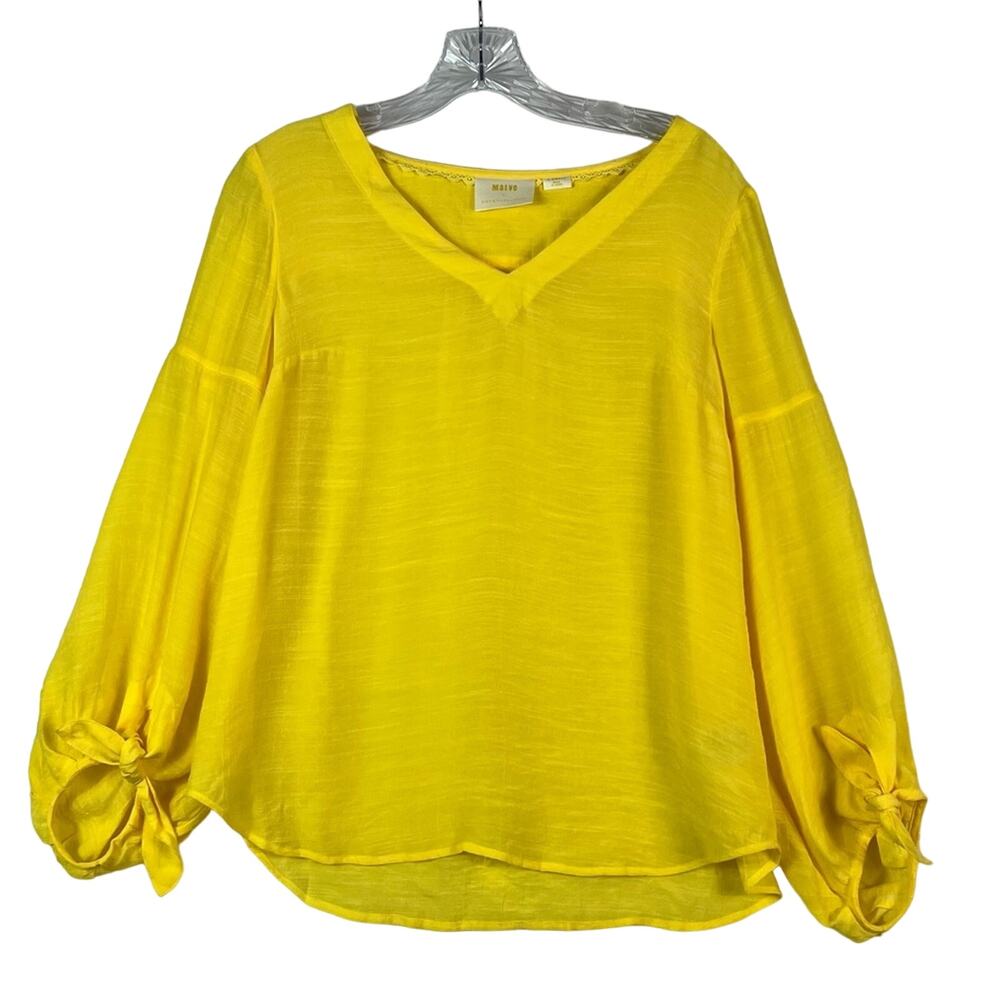 Maeve by Anthropologie XS Yellow Verona Tied-Sleeve Lightweight Top